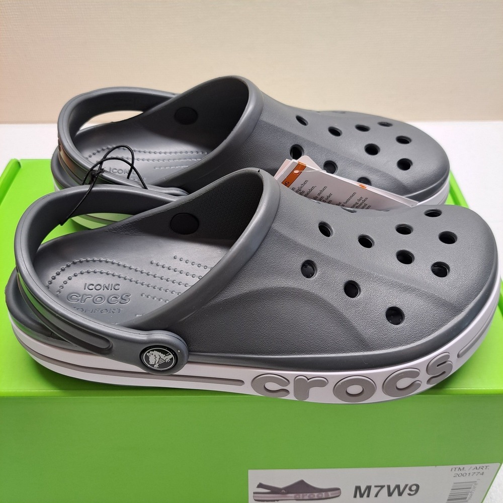 Crocs Womens Clogs W9 Charcoal NWT Crocband Clog Slip-On 2035-495